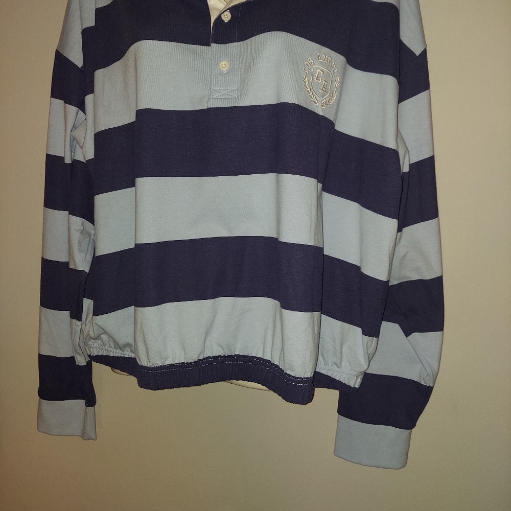 Forever 21 Stripe Women's Polo Shirt with Los Angeles CA Embroidery -NWT - Picture 4 of 7